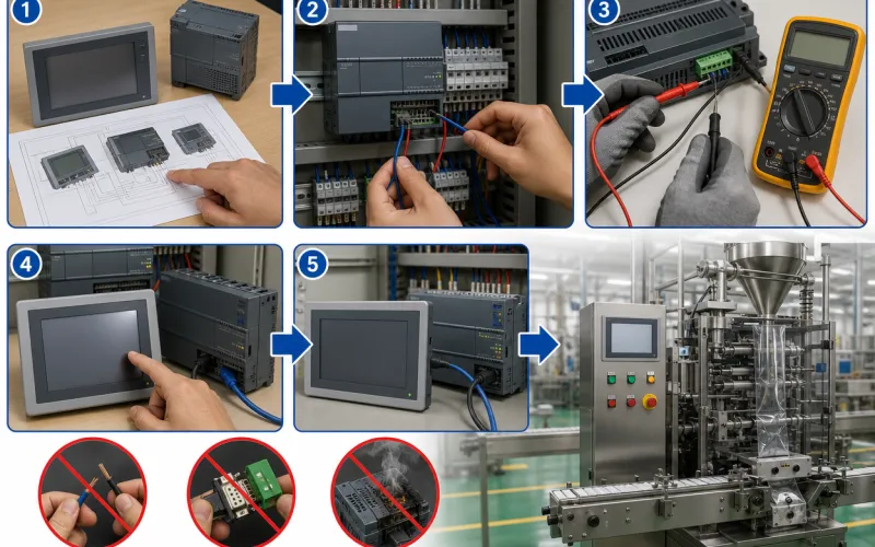 Các bước kết nối HMI với PLC/máy đóng gói
