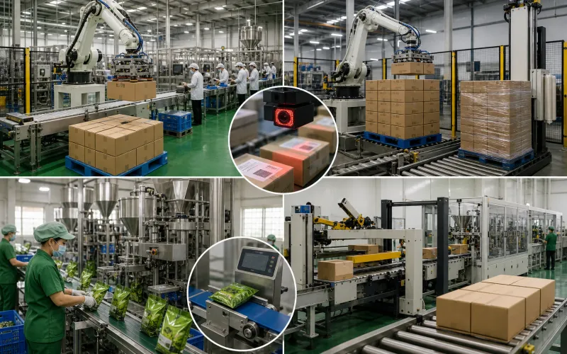 Các ví dụ về tích hợp máy đóng gói vào nhà máy sản xuất